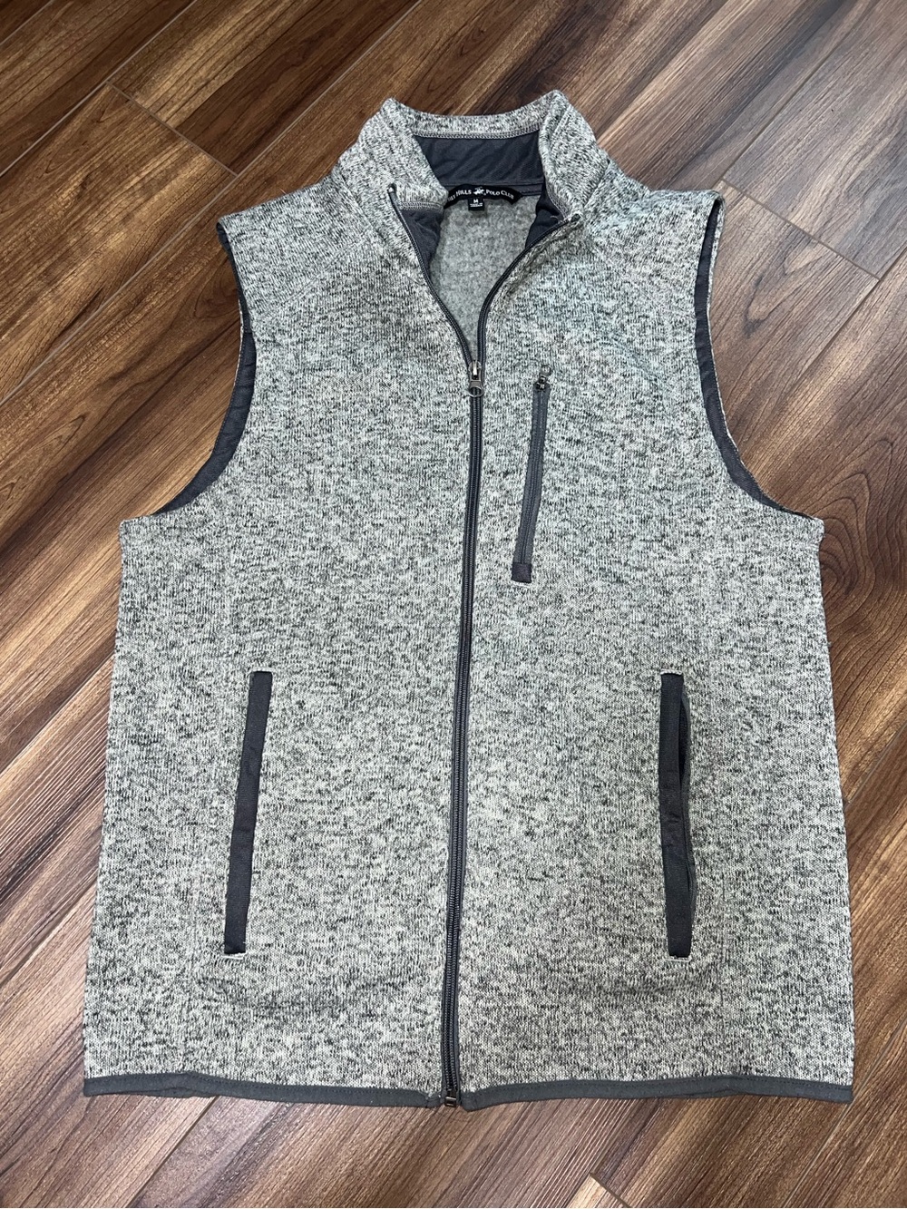 Women’s Beverly Hills Polo Club Heather Knit Gray Full Zip Vest - Size Medium